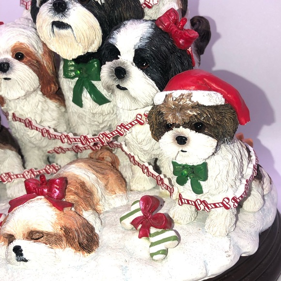 DANBURY MINT Lighted Shih Tzu Family Christmas Tree Very Rare! - Picture 5 of 11